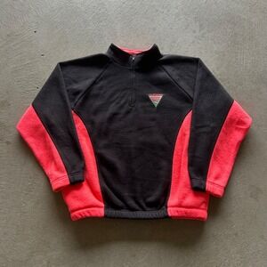 Vintage 90s California Blues 1/4 Zip Jacket Size Large Black Pink Fleece Surfer